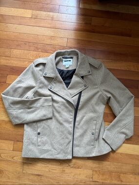 Noisy May Taupe Wool-Blend Moto Blazer